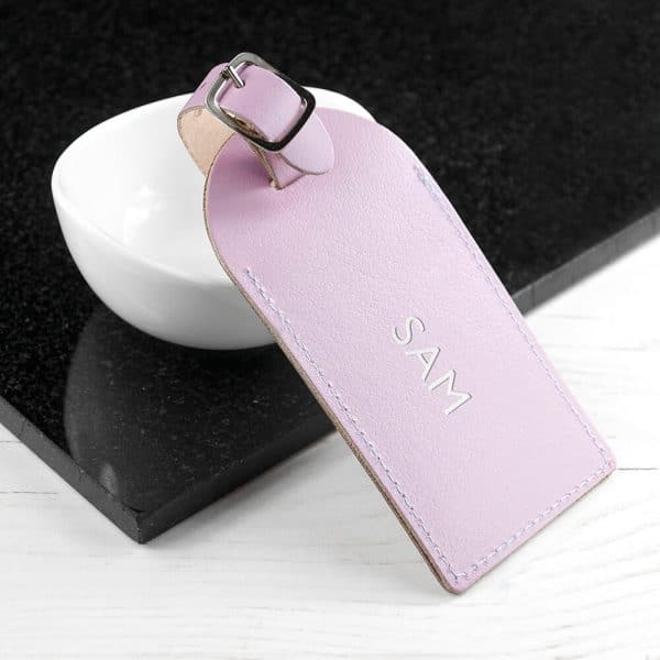 Personalised Leather Luggage Tag – Lilac