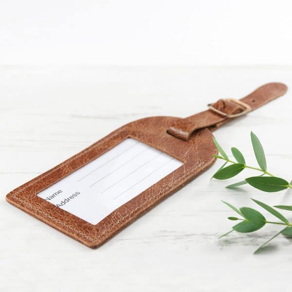 Personalised Leather Luggage Tag – Natural Tan