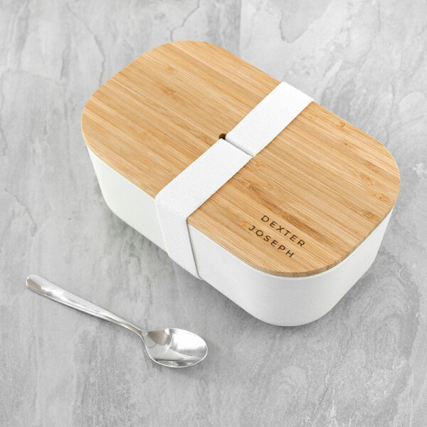 Personalised Bamboo Lunchbox – White