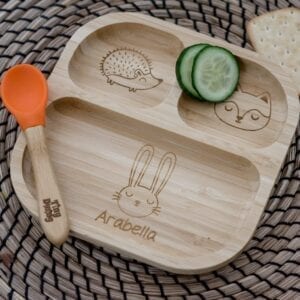 Personalised Woodland Bamboo Suction Plate & Spoon