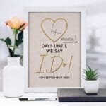 Personalised A4 Framed Wedding Countdown & Dry Wipe Pen