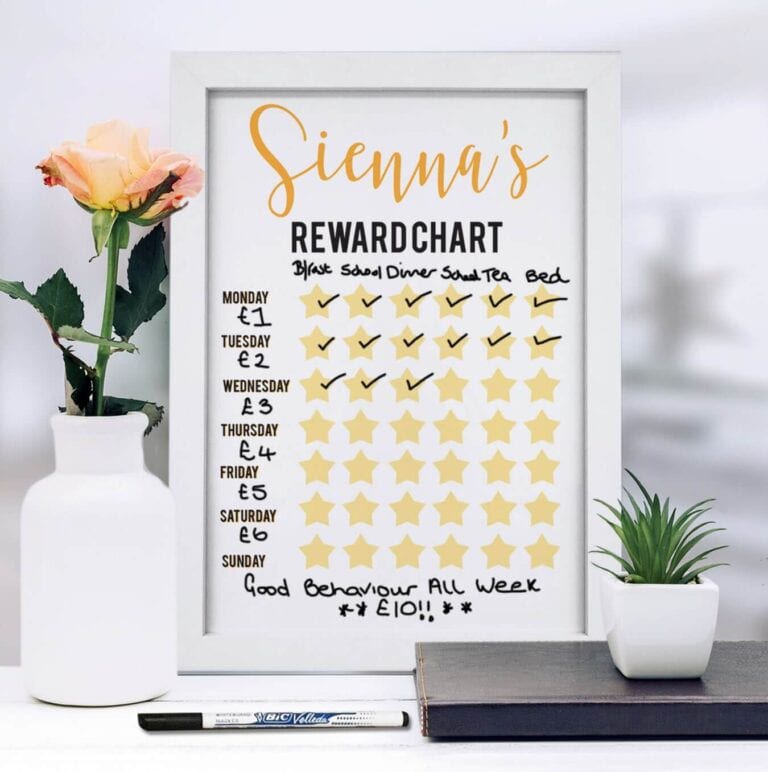 Personalised A4 Framed Rewards Chart & Dry Wipe Pen