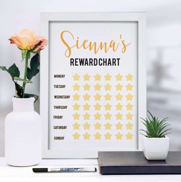 Personalised A4 Framed Rewards Chart & Dry Wipe Pen