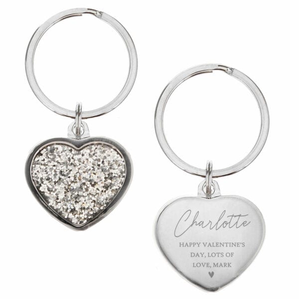 Personalised Name and Message Diamante Heart Keyring