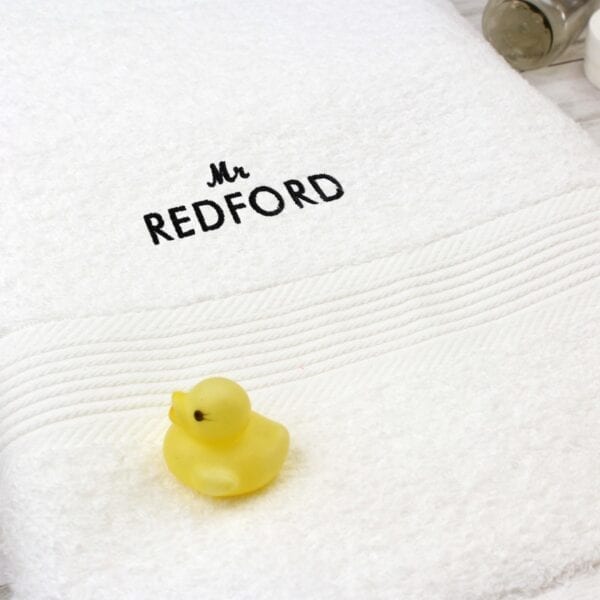 Personalised ‘Mr’ White Bath Towel