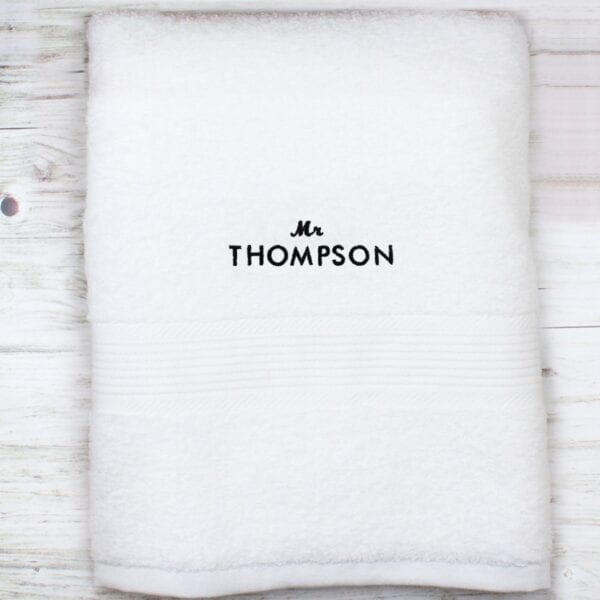 Personalised ‘Mr’ White Bath Towel