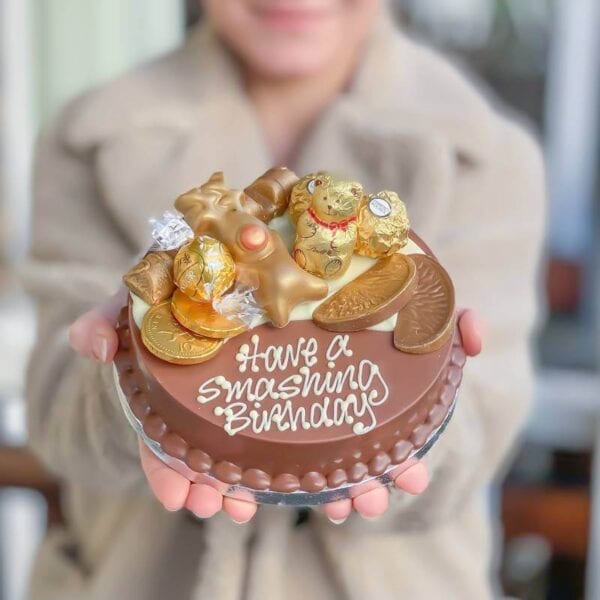 Personalised Mini Gold Chocolate Smash Cake
