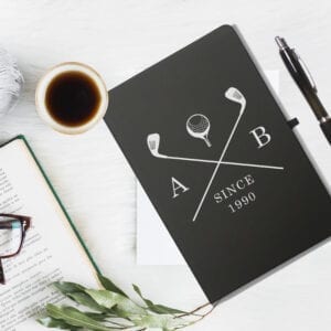 Personalised Golf Clubs Black Notebook