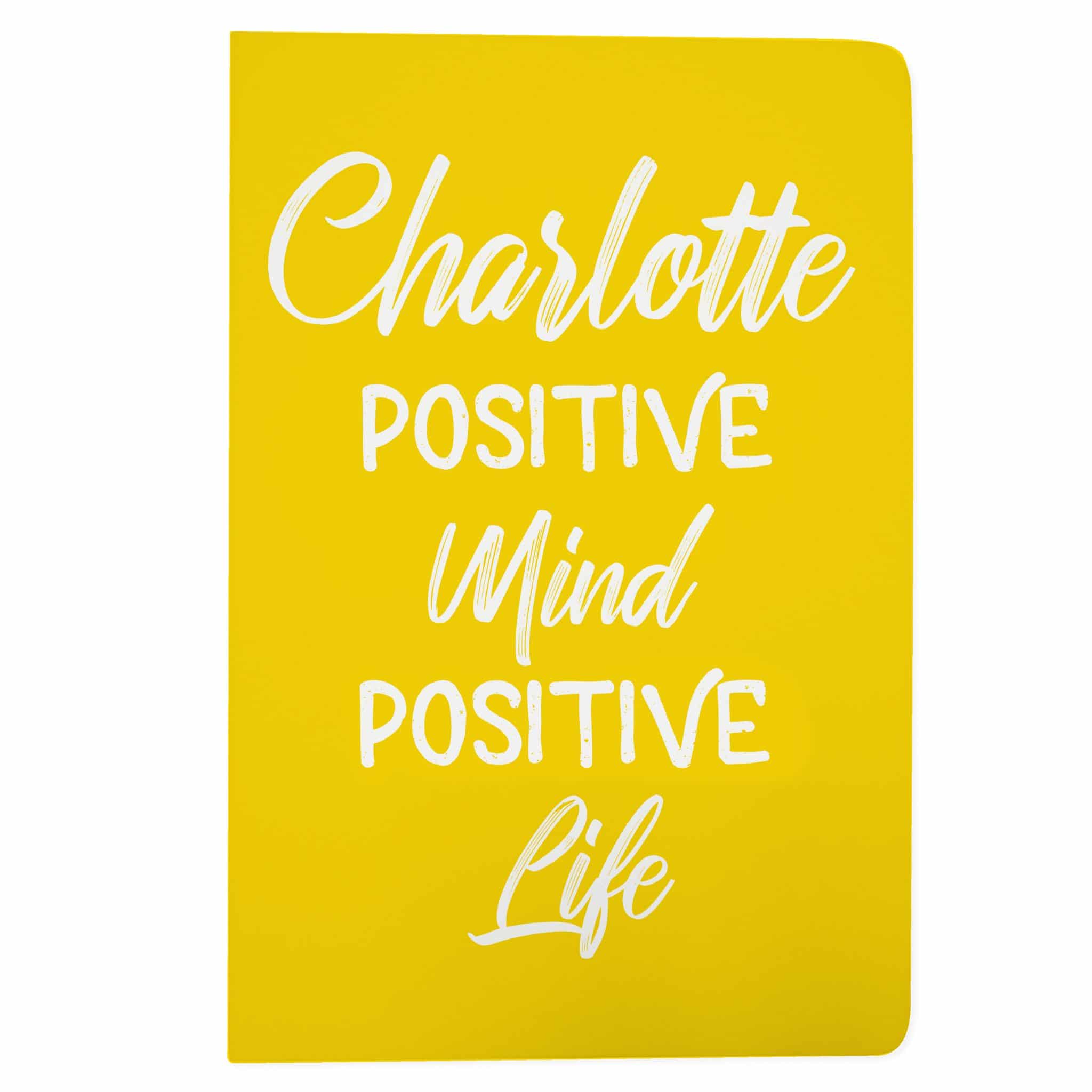 Personalised Positive Mind Positive Life A5 Yellow Notebook