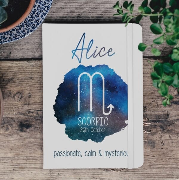 Personalised A5 Horoscope White Notebook