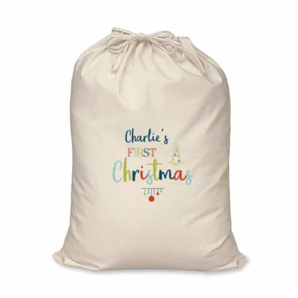 Personalised My First Christmas Cotton Sack