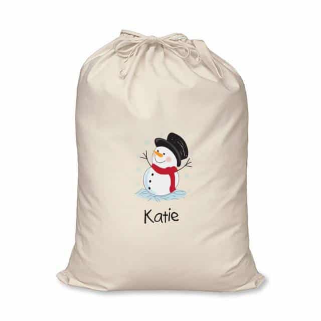 Personalised Snowman Cotton Sack