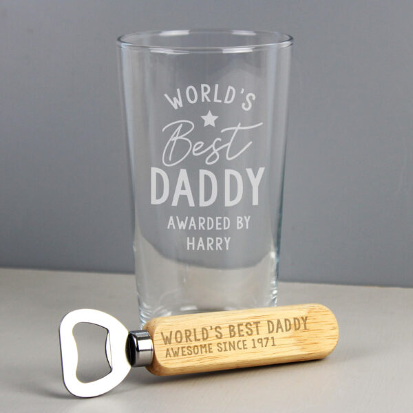 Personalised Father’s Day Pint Glass & Bottle Opener