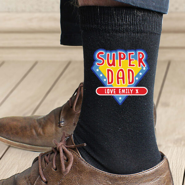Personalised Super Dad Mens Socks