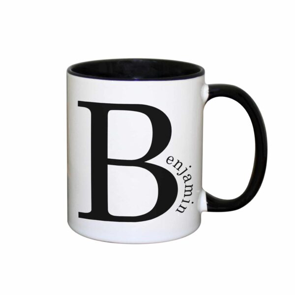 Personalised Name in Initial Black Inside Mug