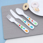 Personalised Kids Colourful Shapes Plastic Dining Set