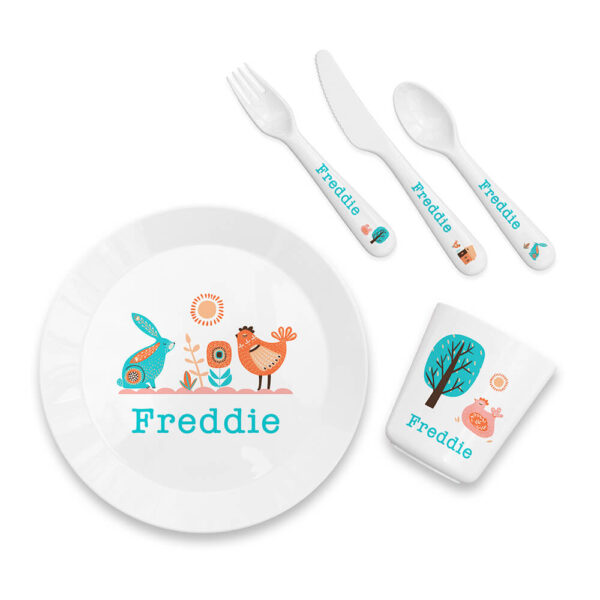 Personalised Kids Scandi Summer Plastic Dining Set