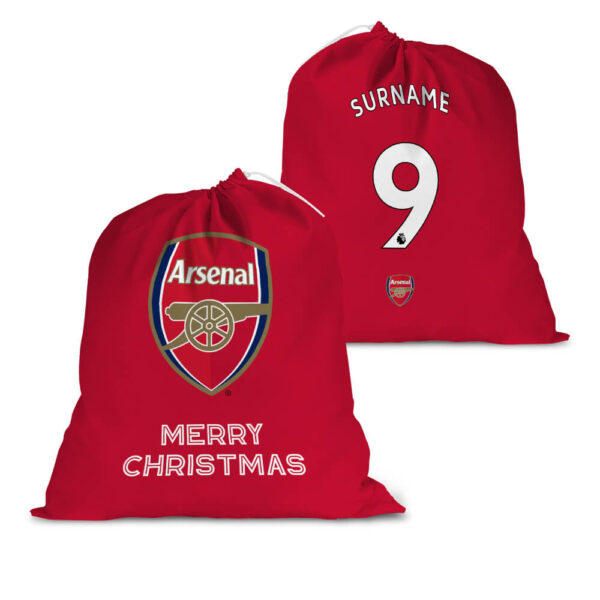 Personalised Arsenal FC Back of Shirt Santa Sack