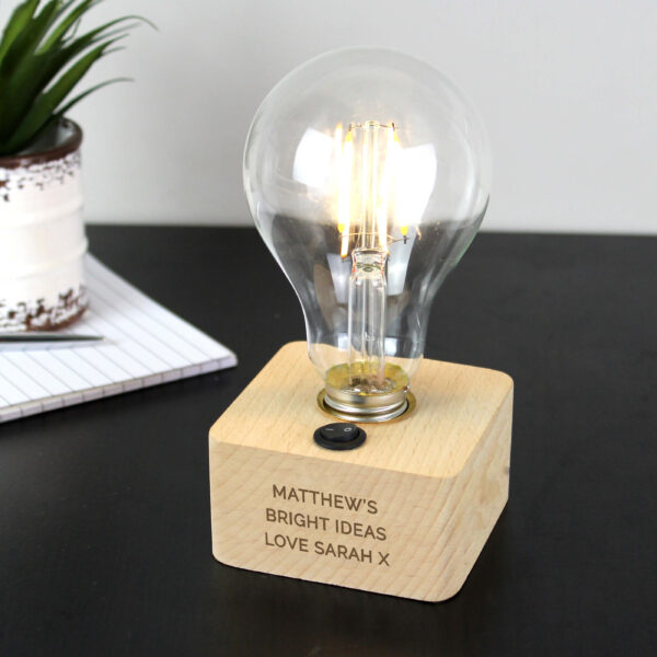 Personalised LED Bulb Table Lamp – Any Message