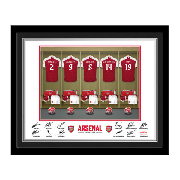 Personalised Arsenal FC Dressing Room Framed Photo
