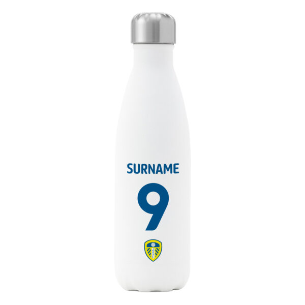 Personalised Leeds United FC Shirt Insulated Water Bottle – White