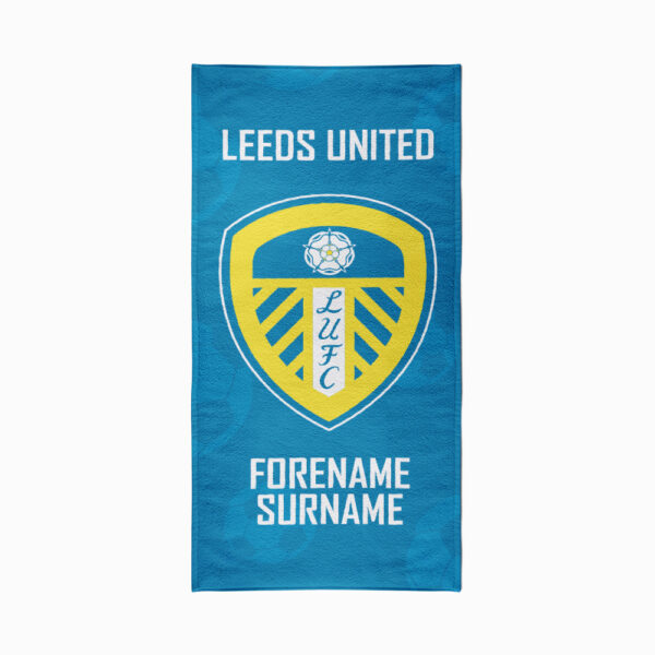 Personalised Leeds United FC Crest Beach Towel – 80cm x 160cm