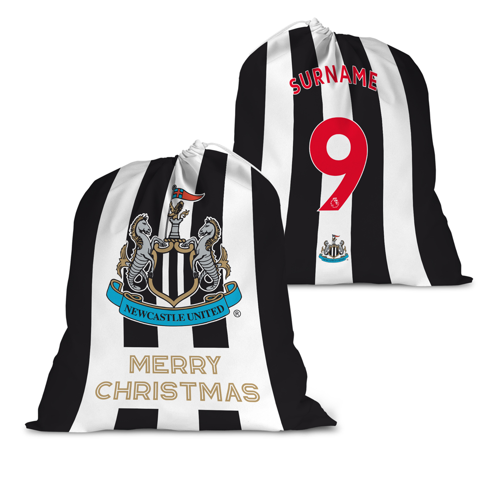 Personalised Newcastle United FC Back of Shirt Santa Sack
