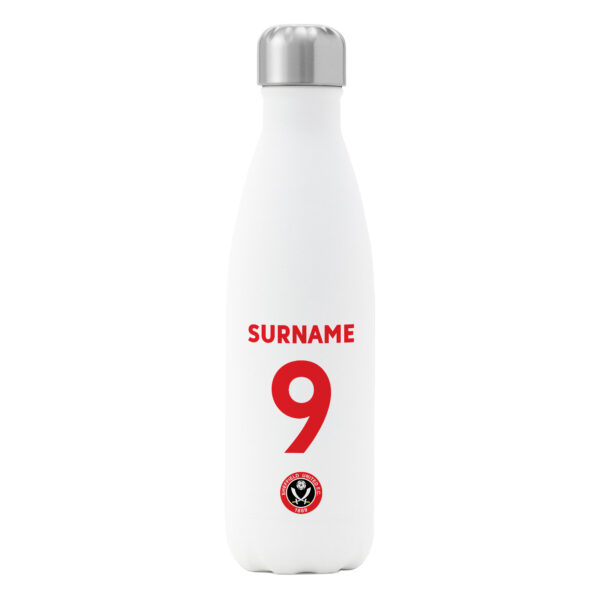 Personalised Sheffield United FC Shirt Insulated Water Bottle – White