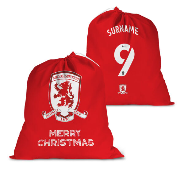 Personalised Middlesbrough FC Back of Shirt Santa Sack