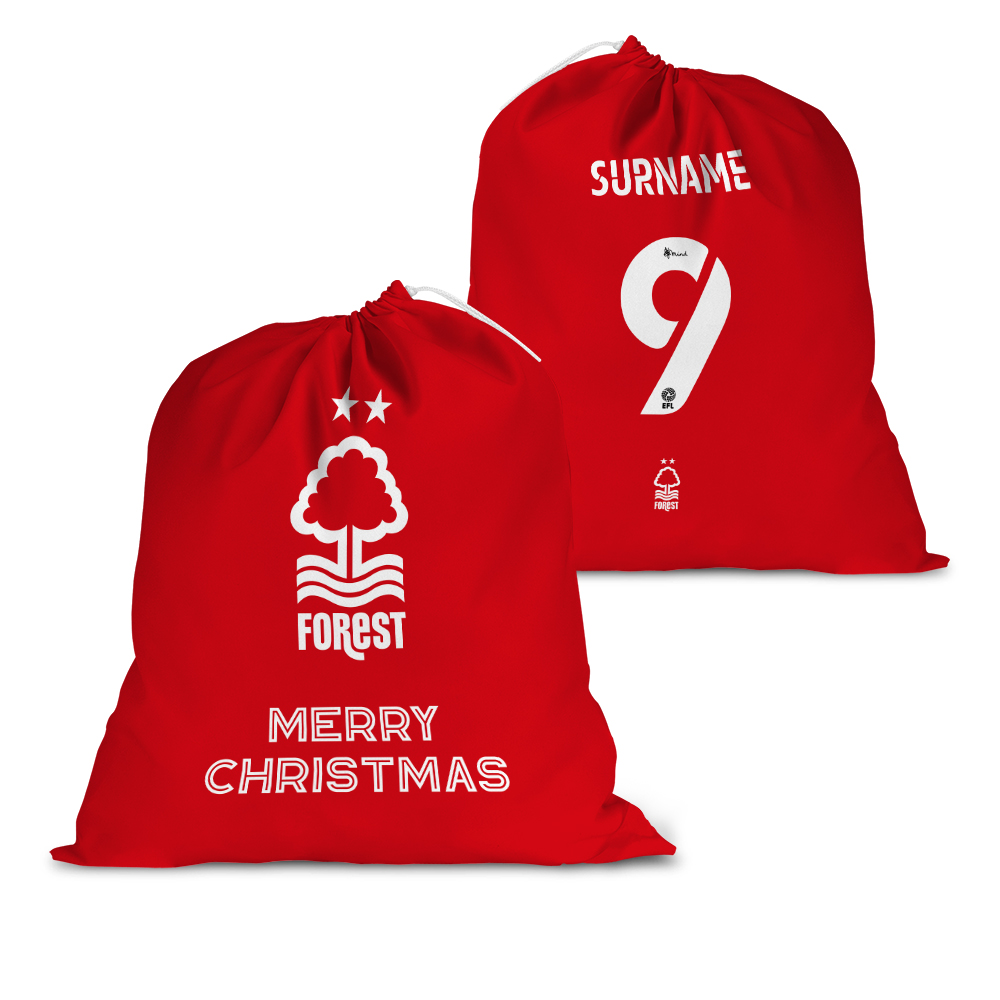 Personalised Nottingham Forest FC Back of Shirt Santa Sack