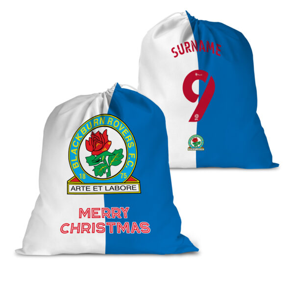 Personalised Blackburn Rovers FC Back of Shirt Santa Sack