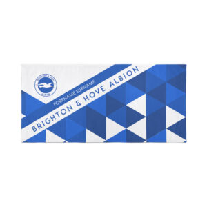 Personalised Brighton & Hove Albion FC Geometric Beach Towel – 80cm x 160cm