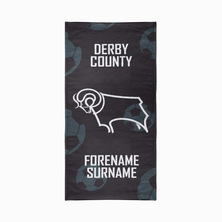 Personalised Derby County FC Crest Beach Towel – 80cm x 160cm
