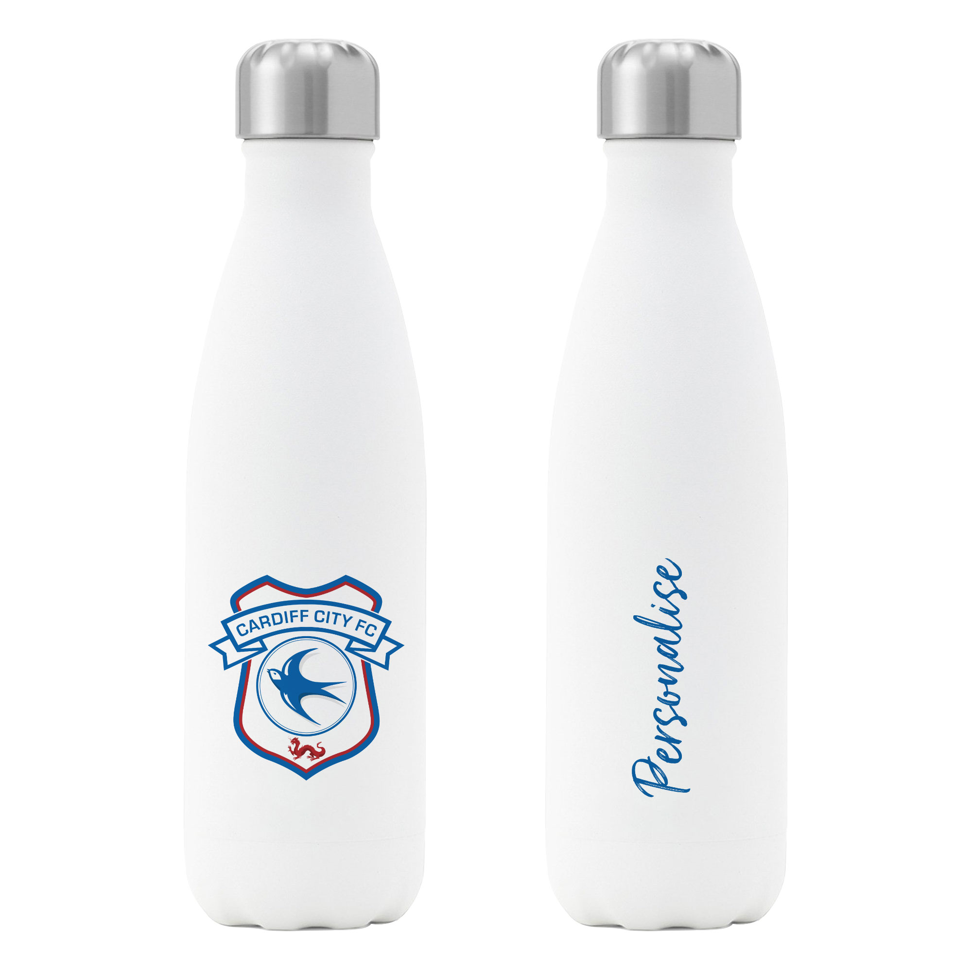 Personalised Cardiff City FC Insulated Water Bottle – White