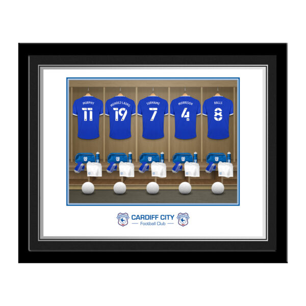 Personalised Cardiff City FC Dressing Room Photo Framed