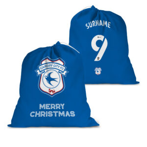 Personalised Cardiff City FC Back of Shirt Santa Sack