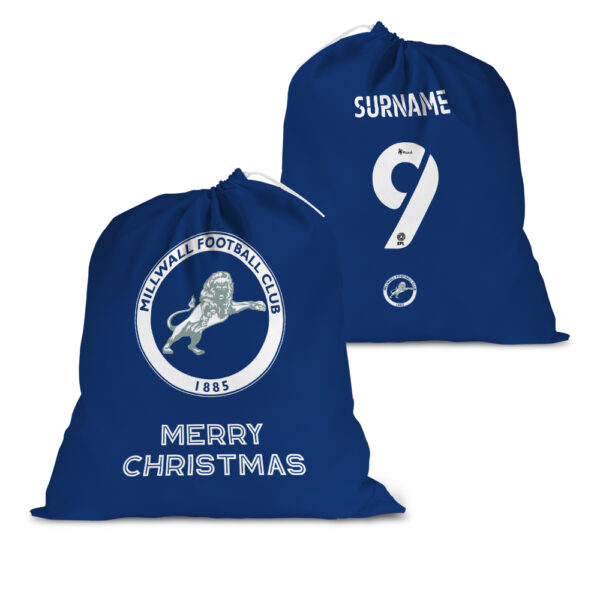 Personalised Millwall FC Back of Shirt Santa Sack