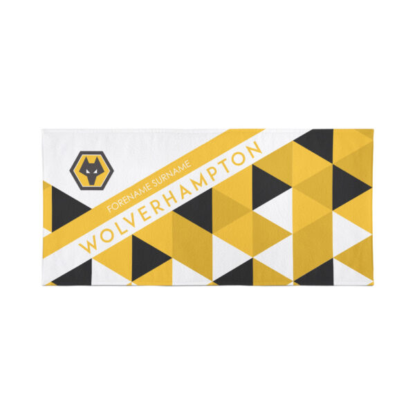 Personalised Wolverhampton Wanderers FC Geometric Beach Towel – 80cm x 160cm