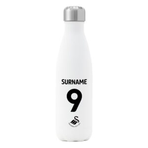 Personalised Swansea City FC Shirt Insulated Water Bottle – White