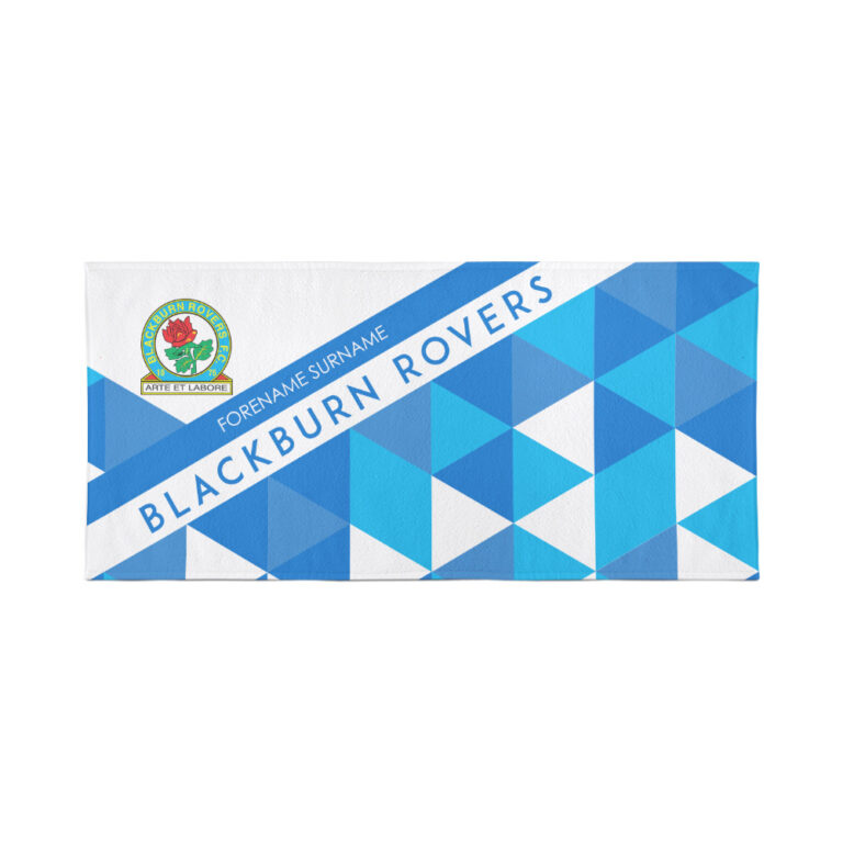 Personalised Blackburn Rovers FC Geometric Beach Towel – 80cm x 160cm