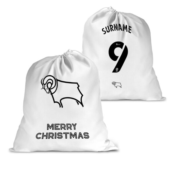 Personalised Derby County FC Back of Shirt Santa Sack
