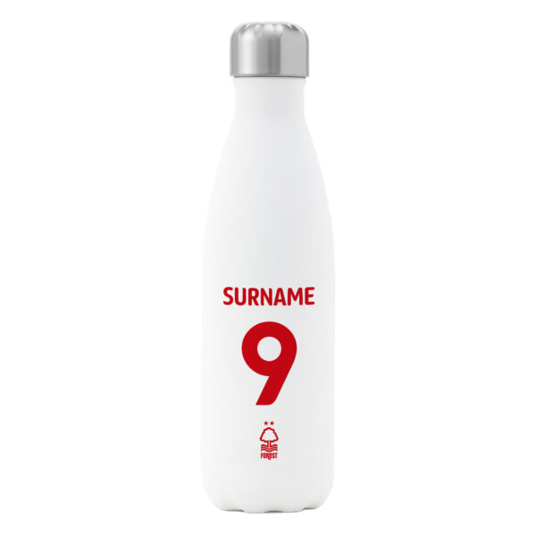 Personalised Nottingham Forest FC Shirt Insulated Water Bottle – White