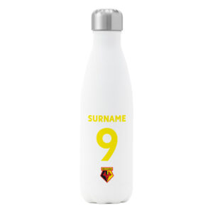 Personalised Watford FC Shirt Insulated Water Bottle – White
