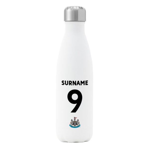 Personalised Newcastle United FC Shirt Insulated Water Bottle – White