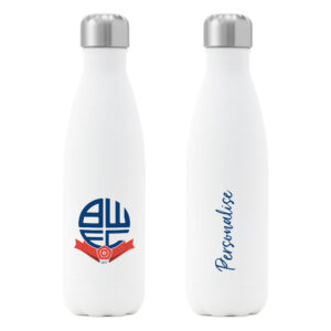 Personalised Bolton Wanderers FC Insulated Water Bottle – White