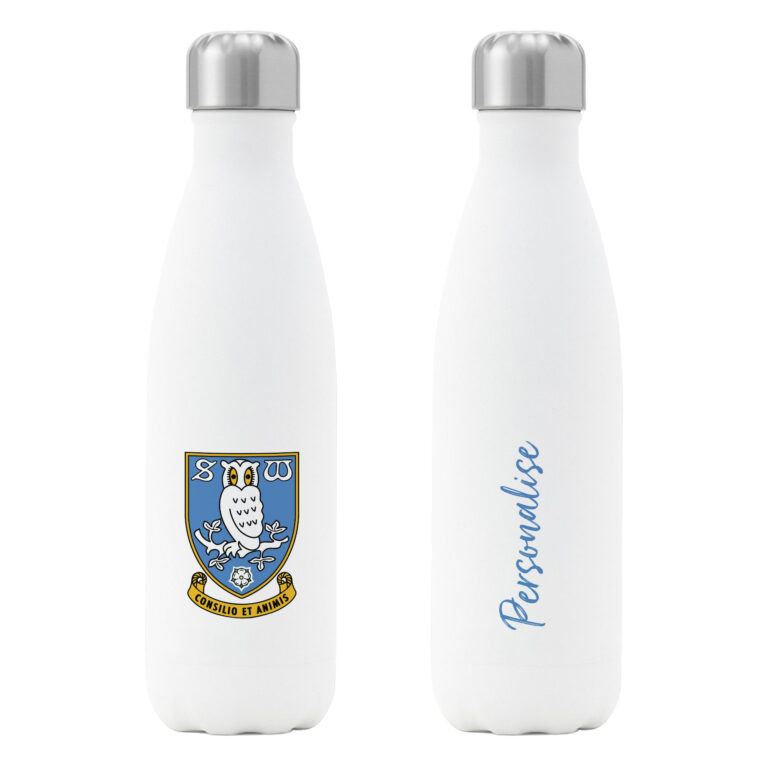 Personalised Sheffield Wednesday FC Insulated Water Bottle – White