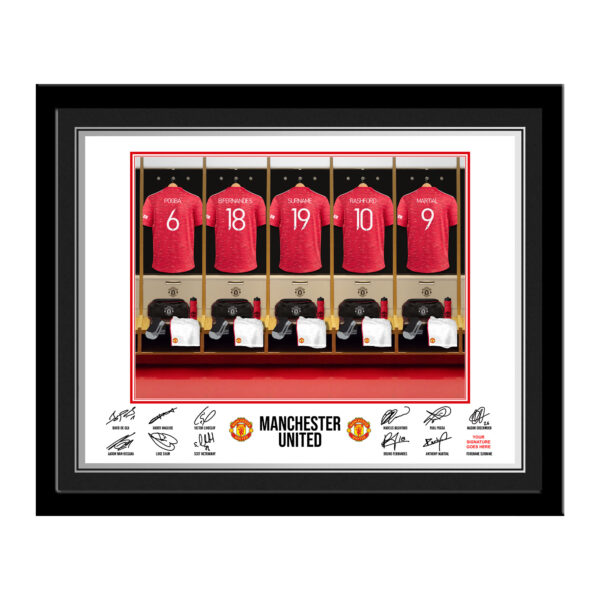 Personalised Manchester United FC Dressing Room Photo Framed