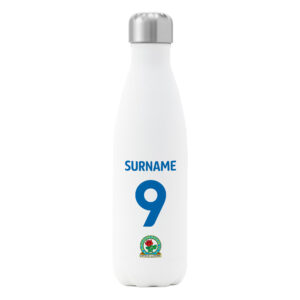 Personalised Blackburn Rovers FC Shirt Insulated Water Bottle – White