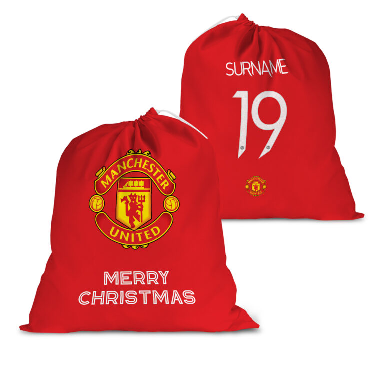 Personalised Manchester United FC Back of Shirt Santa Sack
