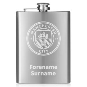 Personalised Manchester City FC Crest Hip Flask